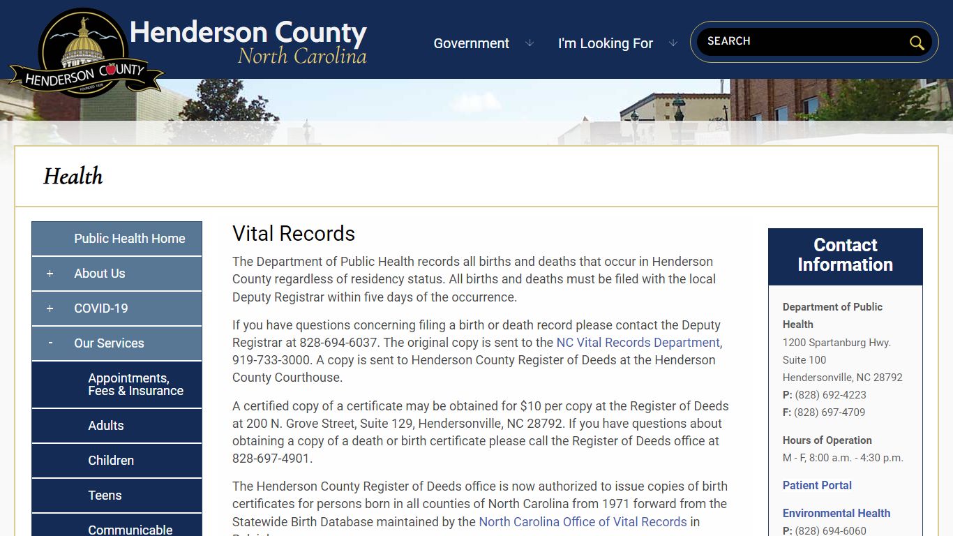 Vital Records | Henderson County North Carolina